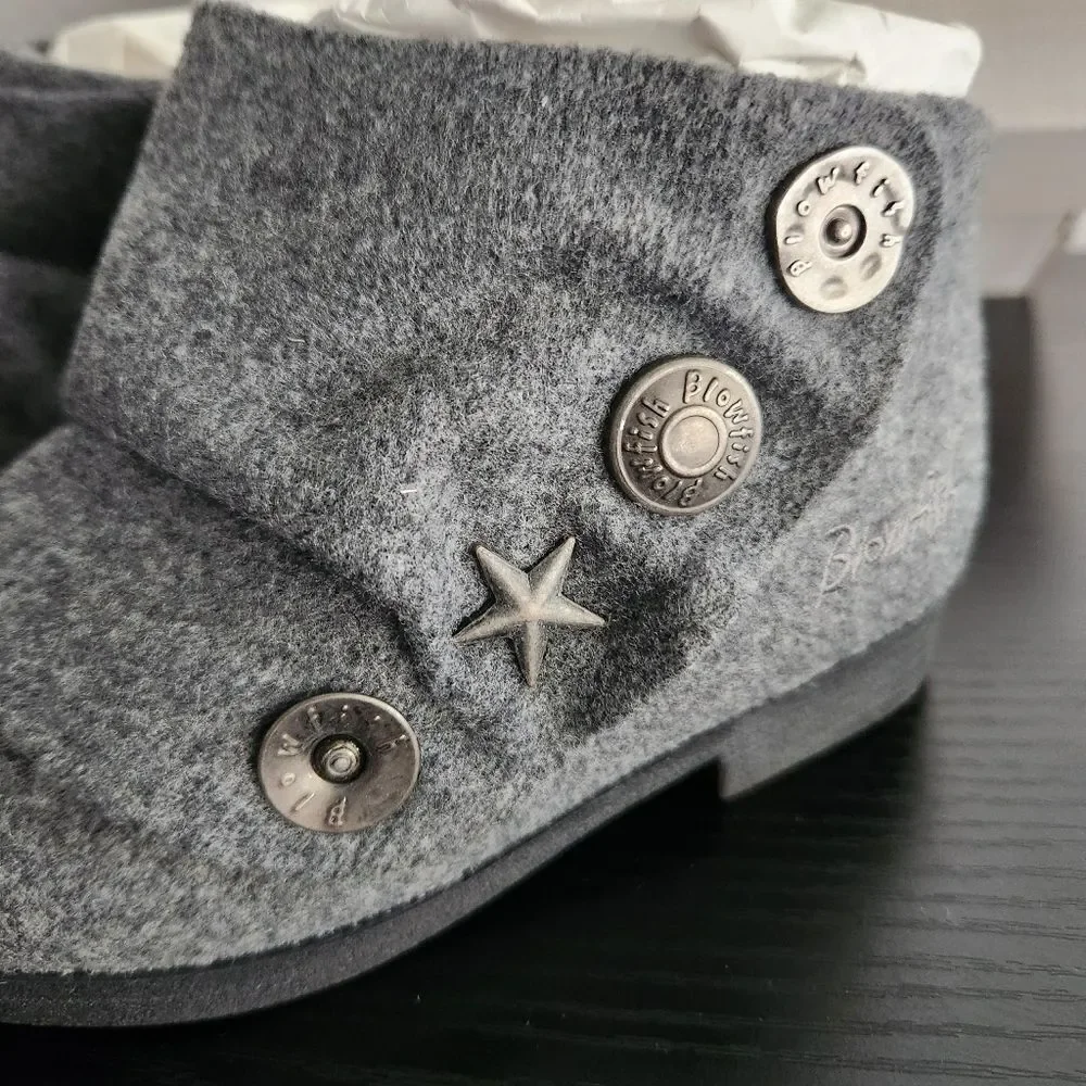 Blowfish Toddler Girls Stiggy-T Gray Flannel Button Zip Closure Booties Size 10